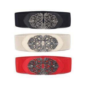 4582 3 Pack Womens Vintage Wide Elastic Stretch Waist Belt